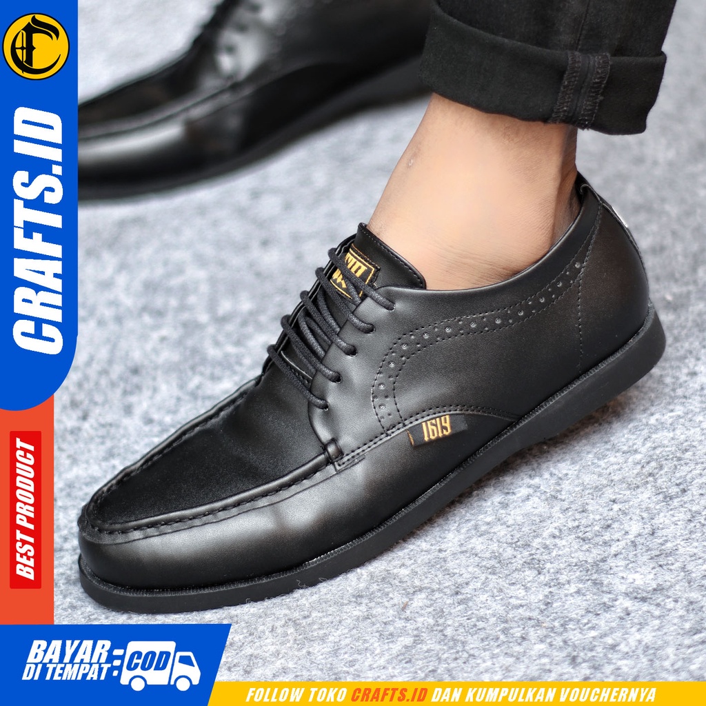 Sepatu Formal Pria Sepatu Casual Pria Kulit Pu Tali Sepatu Pantofel Kerja Kantor Kuliah Kondangan Sepatu Hitam Pria CRAFTS GRORWZ