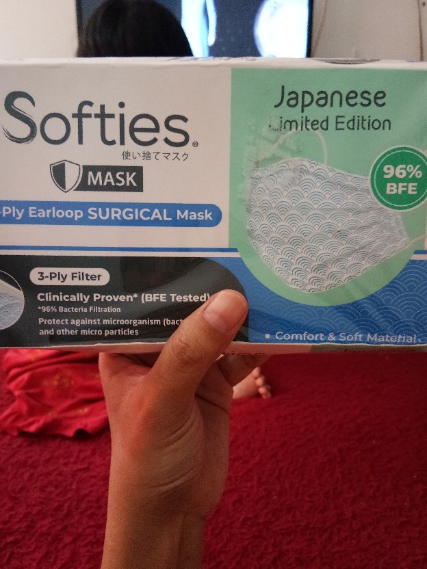 Masker Softies Daily Surgical Medis 30 Mask Wajah Polos Motif Earloop Anak Batik Parang Japanese
