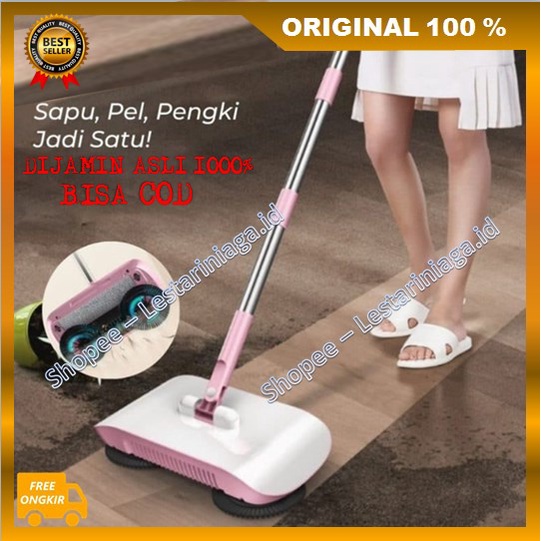 [BISA COD] Sapu Otomatis 3in1 Otomatis Tanpa Listrik Sapu Pel Pengki Jadi Satu ASLI