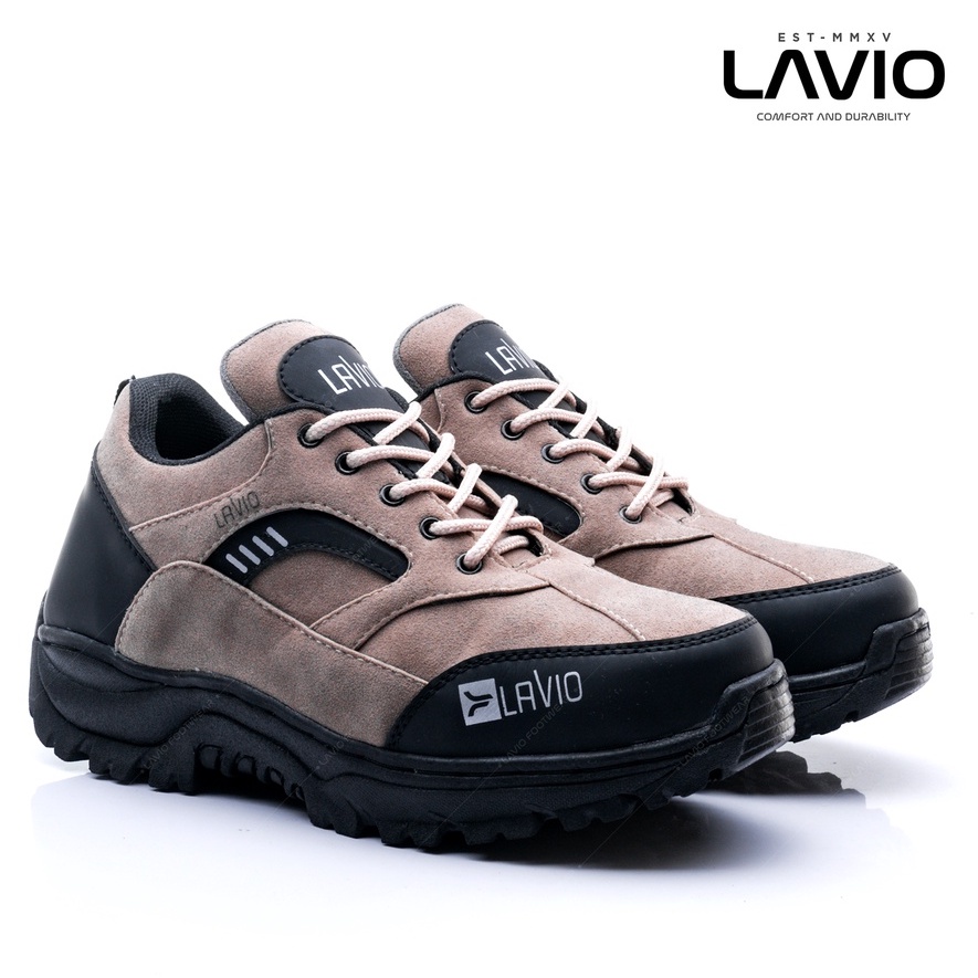 Sepatu Safety Boots Outdoor Pria Dewasa Kekinian Keren Lavio Fairy Coklat Cream Hitam