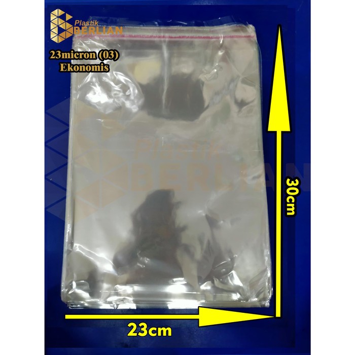 

23 x 30 cm Plastik OPP EKONOMIS 23micron (100 lbr) (lem/seal)