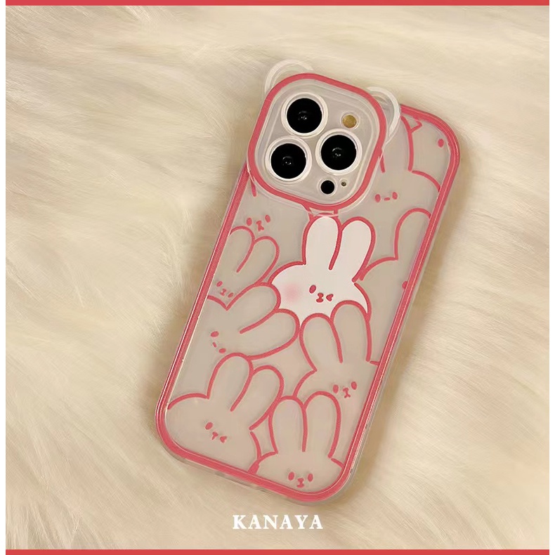 Soft Case Silikon TPU Transparan Motif Kelinci Untuk IPhone 12 13 Se 2020 6 6S 7 8 Plus X XS XR 11 Pro Max