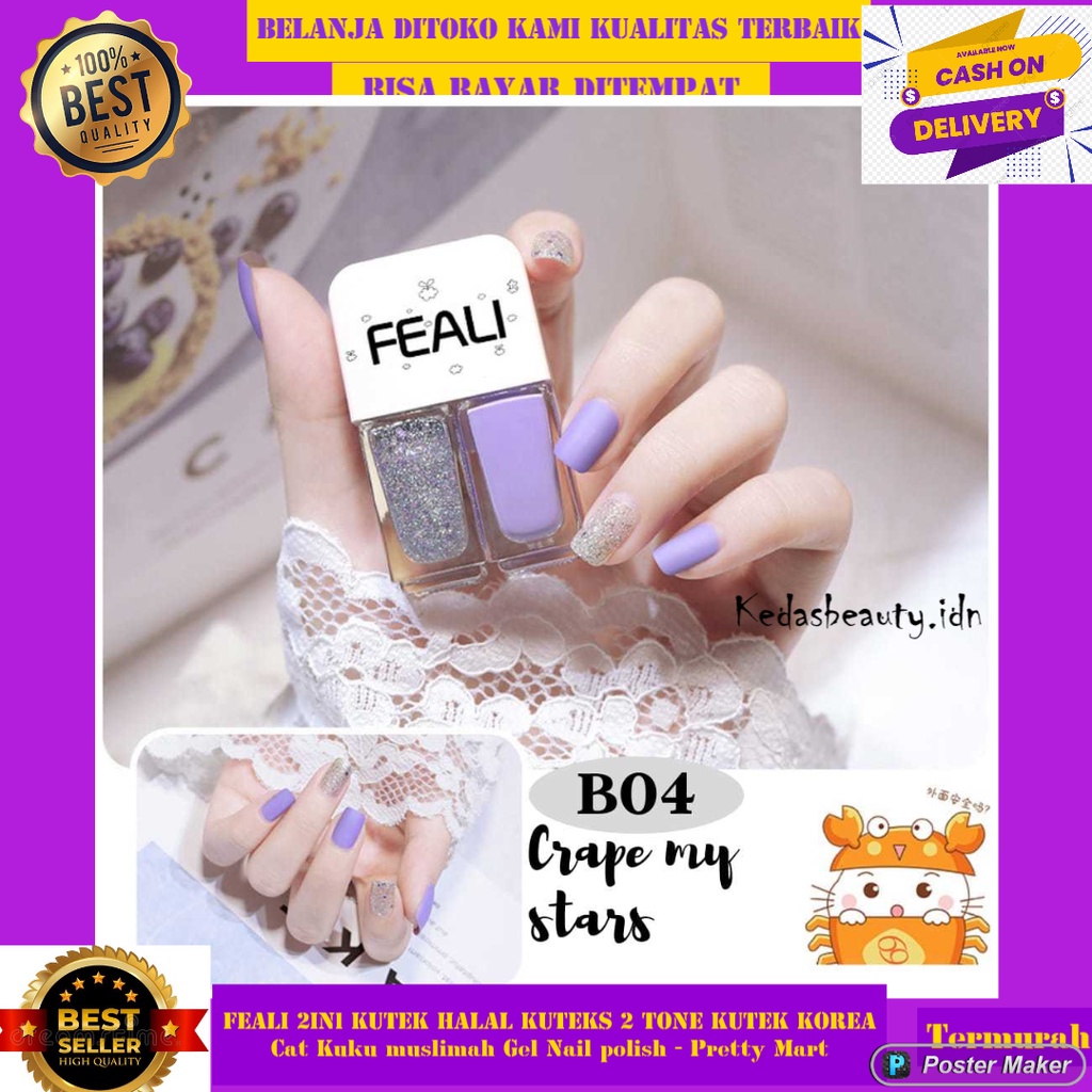 FEALI 2IN1 KUTEK HALAL KUTEKS 2 TONE KUTEK KOREA Cat Kuku muslimah Gel Nail polish - Pretty Mart