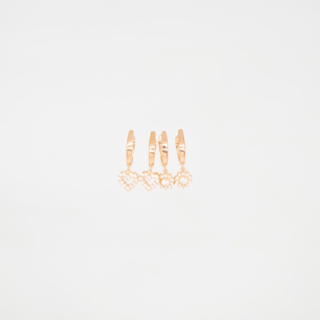 Anting emas asli model love dan bunga kadar 300