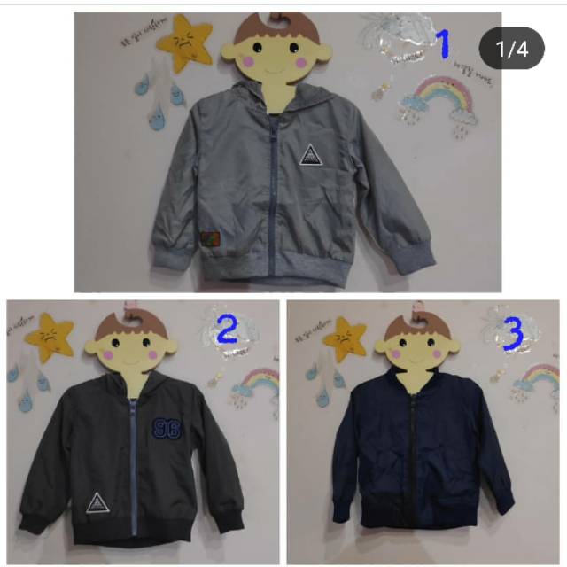 Jaket anak cowok cewek branded Little M parachute jacket cool unisex size 1,5- 3 tahun
