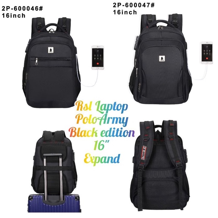 Tas Pria Ransel Laptop Expanding Naval Import Tas Punggung Pria Ransel Polo Casual Tas Kerja Pria USB