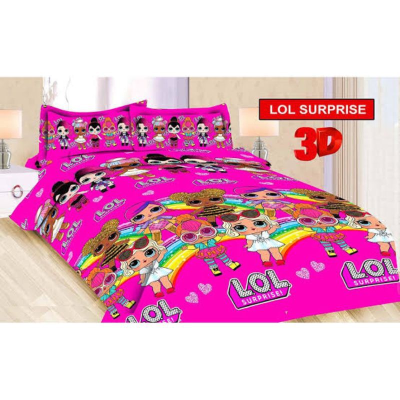 Bedcover Bonita 3D satu set Motif Karakter Anak Motif LOL Super Adem&Tebal