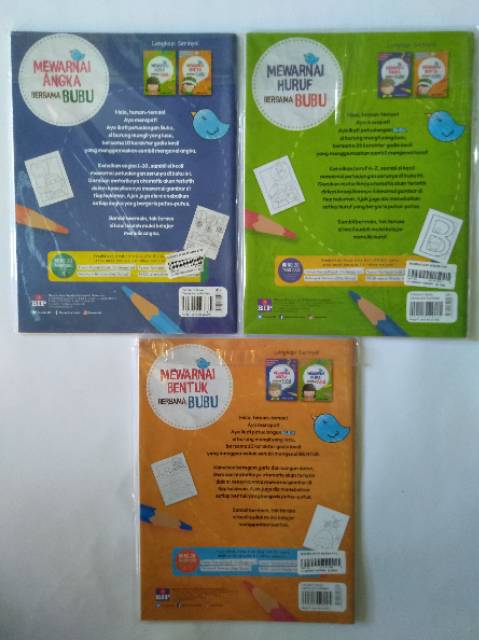 Buku Mewarna Anak TK PAUD - Mewarnai Angka Huruf Bentuk Bersama Bubu