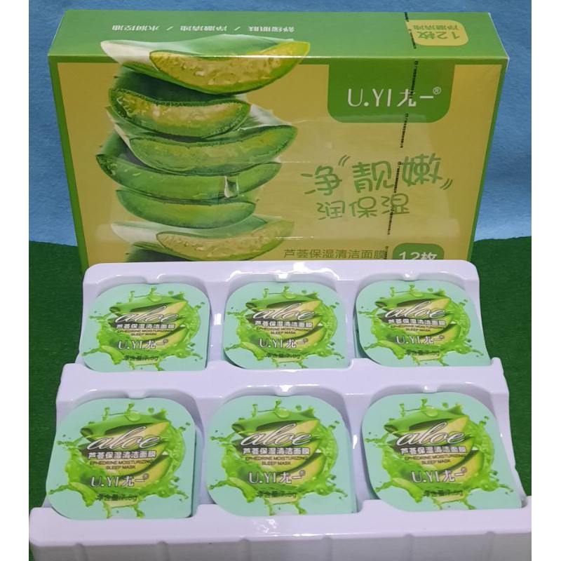 PROMO 1PACK ISI 12PC!!!MASKER WAJAH/CLEANSING MASK ALOEVERA