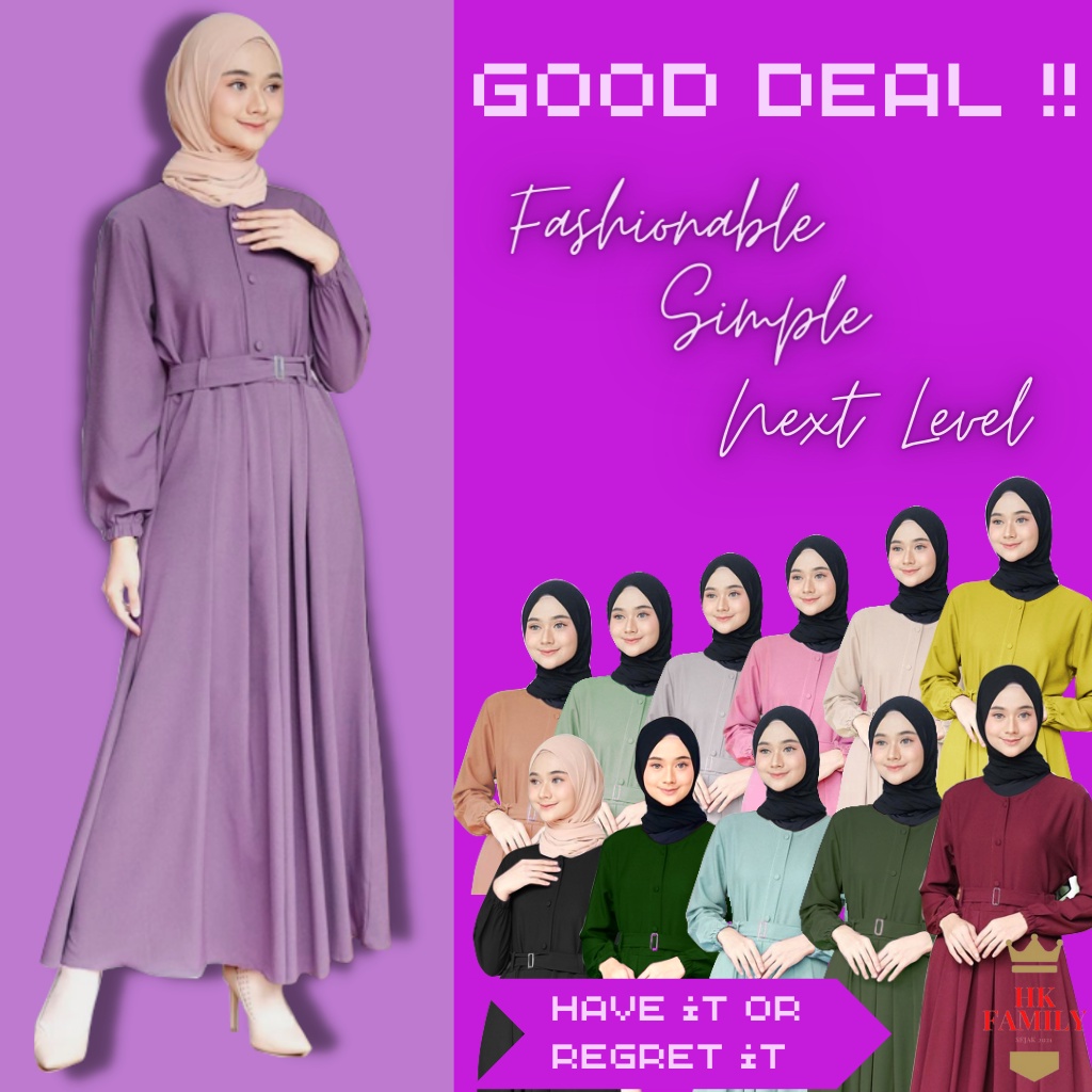 Jubah Wanita Baju Dress dres Gamis Polos Simple Kekinian Bahan Moscrepe Fashion Wanita Muslim Remaja
