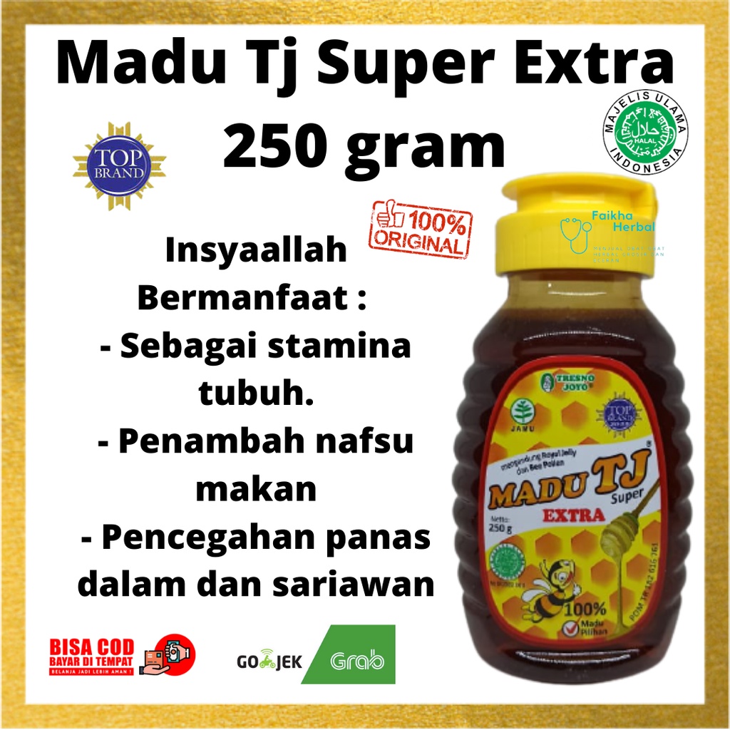 

Madu Tj Super Extra 250 gram Plus Royal Jelly Dan Bee Pollen