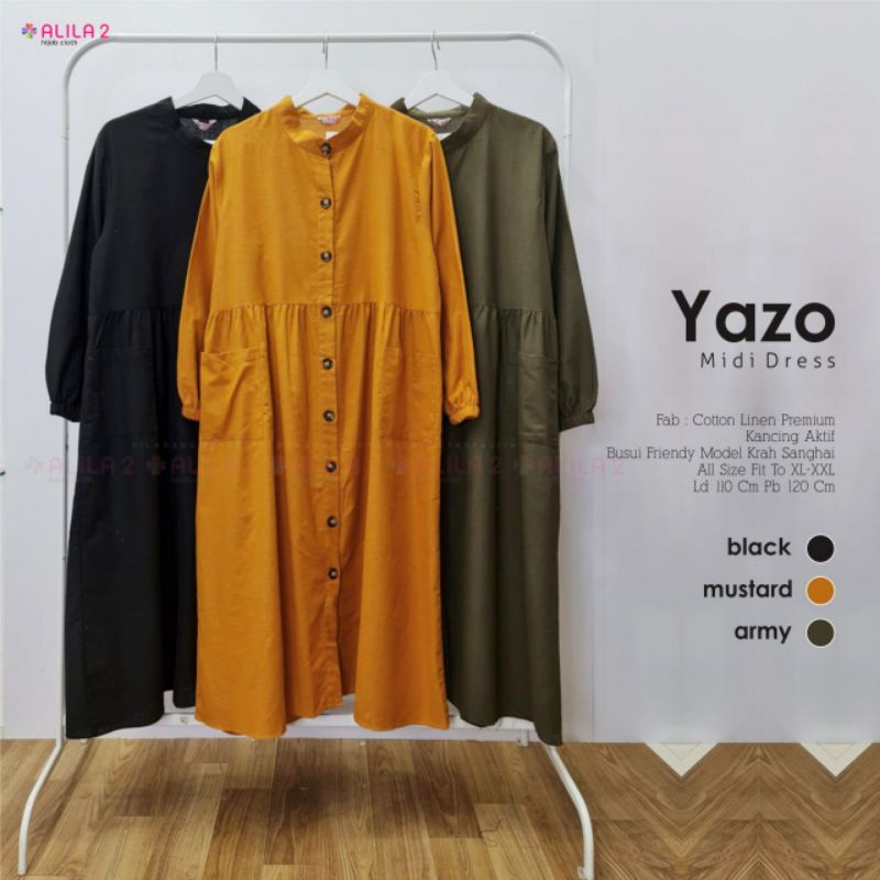 YAZO MIDI DRESS COTTON LINEN PREMIUM BY ALILA 2