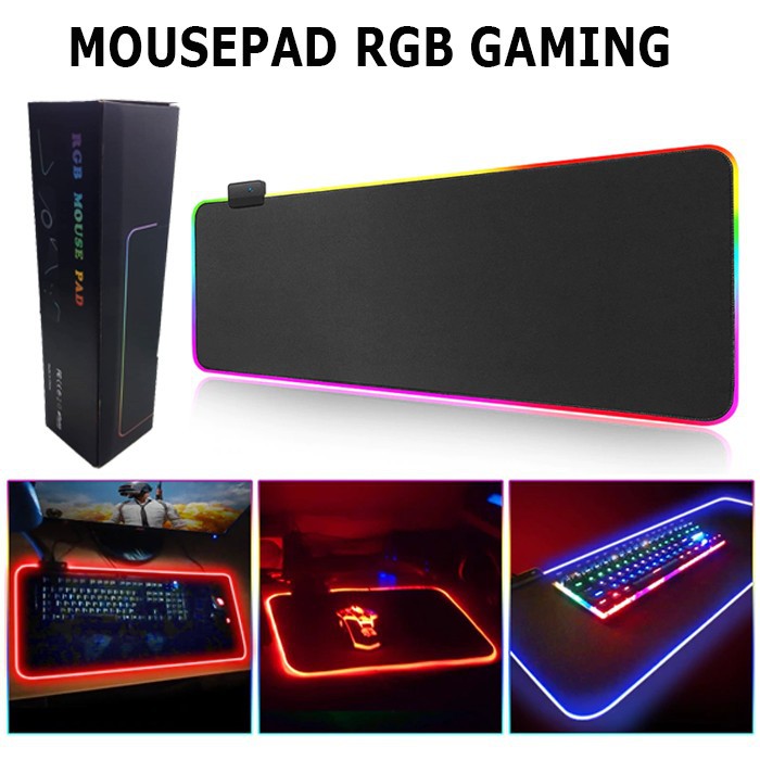 Mousepad Gaming RGB Eksta Large size 80cm x 30cm BLack