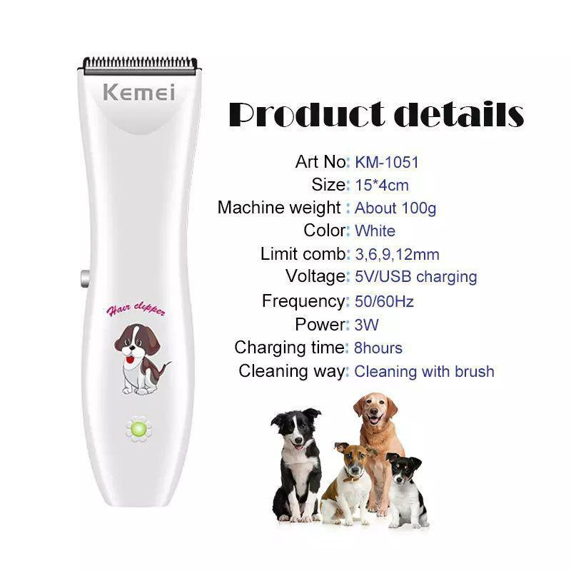 KEMEI 1051 ORIGINAL CUKURAN BULU HEWAN ELEKTRIK CAS PET CLIPPER RECHARGEABLE ANJING KUCING KM 1051 KM1051 KM1051