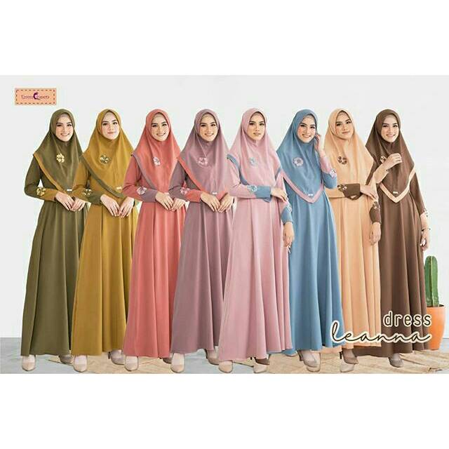 Gamis Dewasa Leanna Dress Set Khimar Emmaqueen