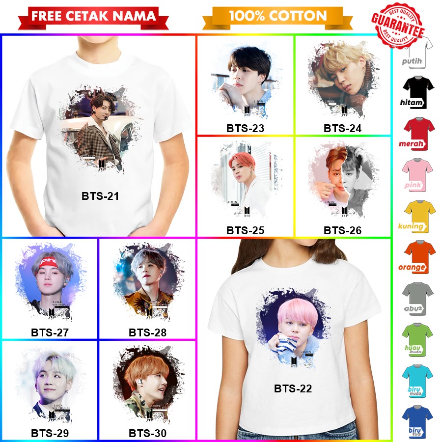 [FREE NAMA!!] Baju Kaos COUPLE ANAK DAN DEWASA BTS BANYAK MOTIF