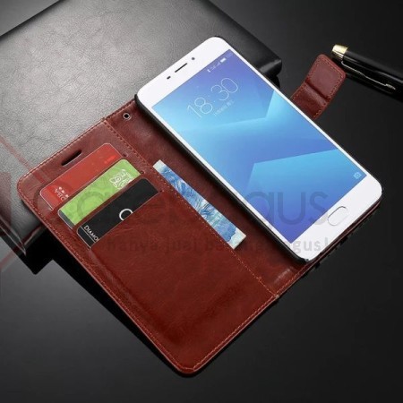 [Free SG] Meizu M5 Note 5.5 - Elegant Retro Flip Leather Case Cover