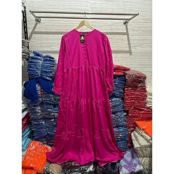 Long Dress Z4R4 Lilac Bahan Katun Import Termurah