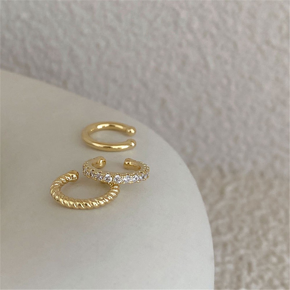 【COD Tangding】3pcs/set Ear Bone Clip Retro Cold Personality No-pierced Zircon Fashion Ear Jewelry