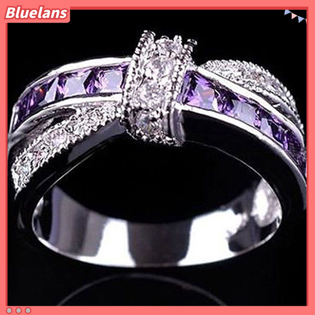 Bluelans Ring Rhinestone Inlaid Decorative Alloy Cross Design Finger Band