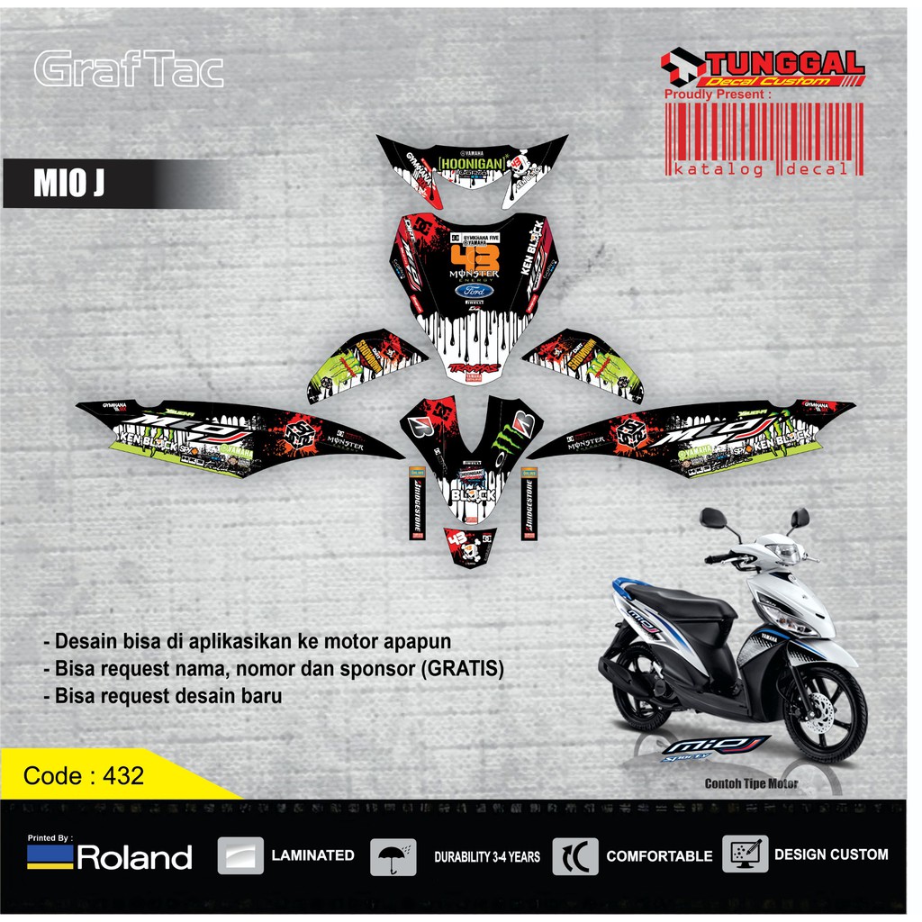 DECAL CUSTOM YAMAHA MIO J - HOONIGAN