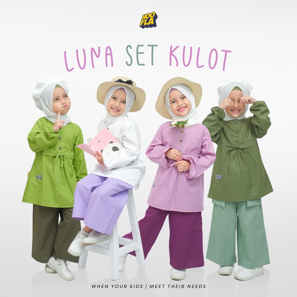 Hooflakids Baju Setelan Anak Perempuan Luna Set Dress dan Kulot