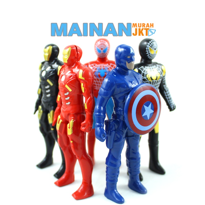 MAINANKEI MAINAN ANAK MURAH ROBOT SUPER HEROES TSR101 ISI 5 KAPTEN AMERICA ACTION FIGURE