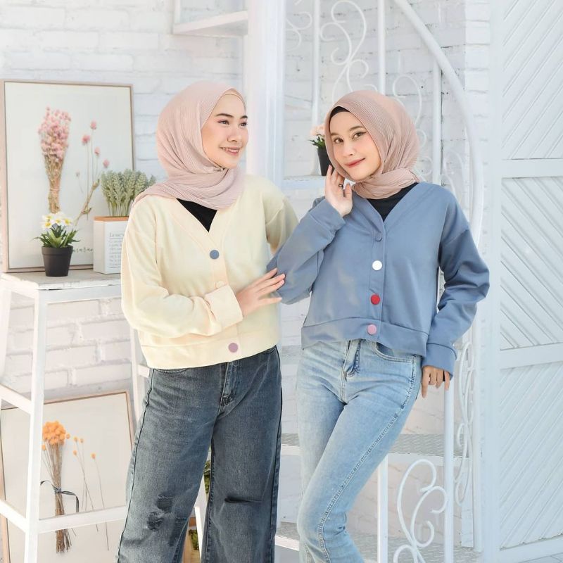 Set Wanita Crop Lenka Sweater Crop Oversize Wanita Kancing Size M.L.Xl | Oversize Crop Wanita | Sweater Crop Korean Style Wanita