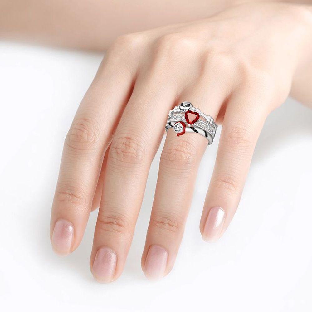 [Elegan] Halloween Wanita Cincin Lucu Unisex Punk Keren Zirkon Tampan Perhiasan Fashion