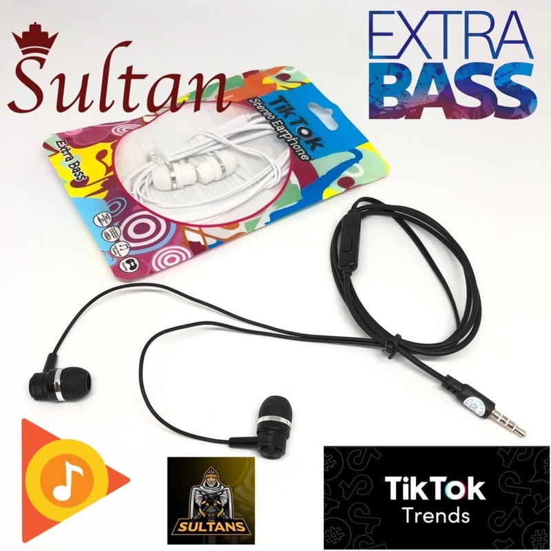 EARPHONE HANDSFREE TIK TOK WARNA BLACK &amp; WHITE PROMO SEN