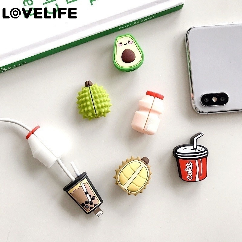 Pelindung Kabel Data / Charger USB / Earphone Bahan Silikon Motif Kartun