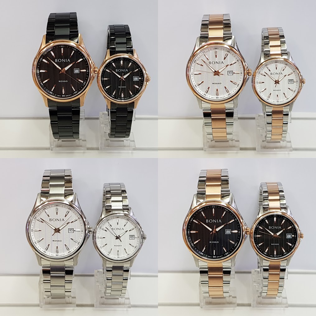 Jam Tangan Couple Bonia BNR182 Rosso Stainless Steel Original