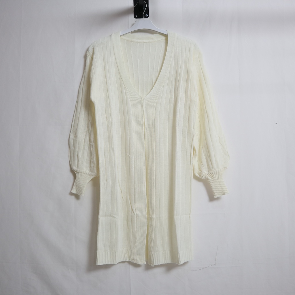 Bubble Long Cardy | Cardigan Rajut Wanita | long outer cardy-BROKEN WHITE