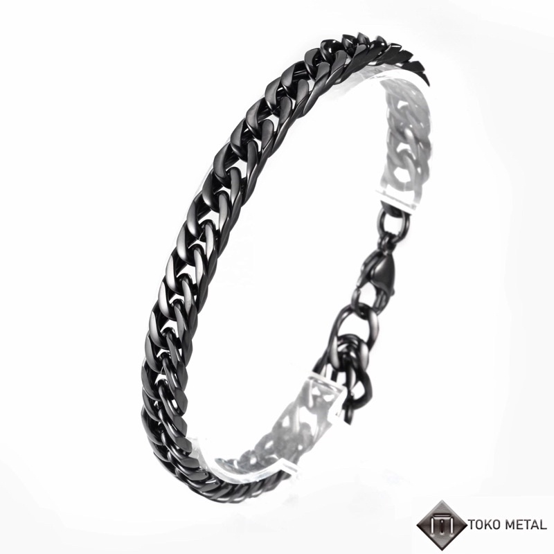 Gelang Titanium kualitas Tinggi Pria Model Rantai Black Gold Silver [ Toko Metal7 ]