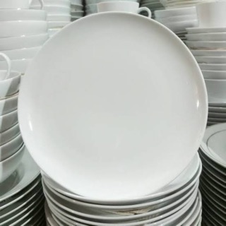 3 PCS Piring Keramik 22cm - Piring Putih Polos - Piring Makan Hotel