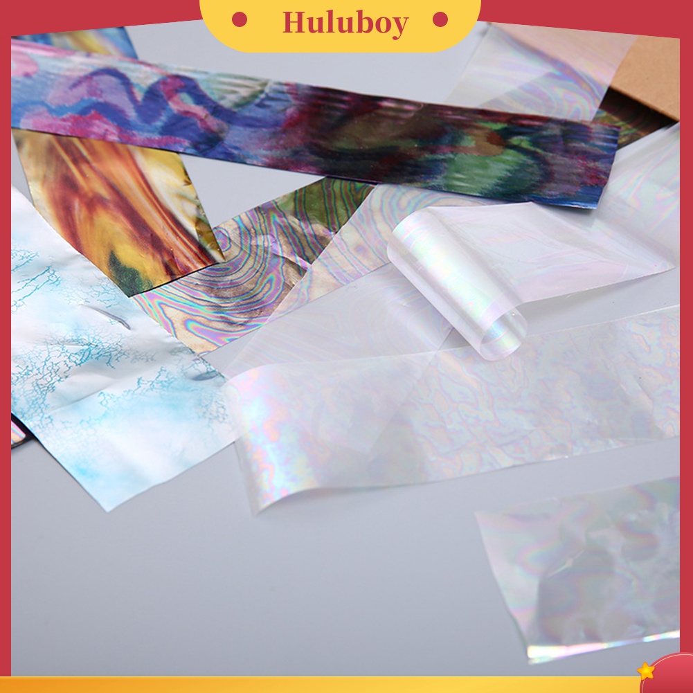 Huluboy Huluboy♡ 12pcs Stiker Kuku Foil Motif Langit Berbintang Warna-Warni Untuk Manicure DIY