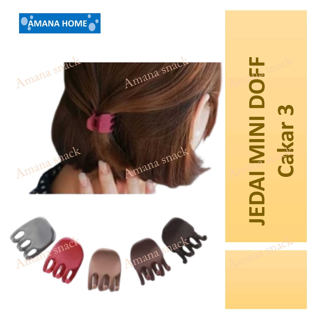 JEDAI Cakar 3 Mini Jedai MINI DOFF ORI IMPORT KOREA - Jepit Rambut Model Cakar 3 Tipis - BAHAN TEBAL 3CM Bentuk Ikan