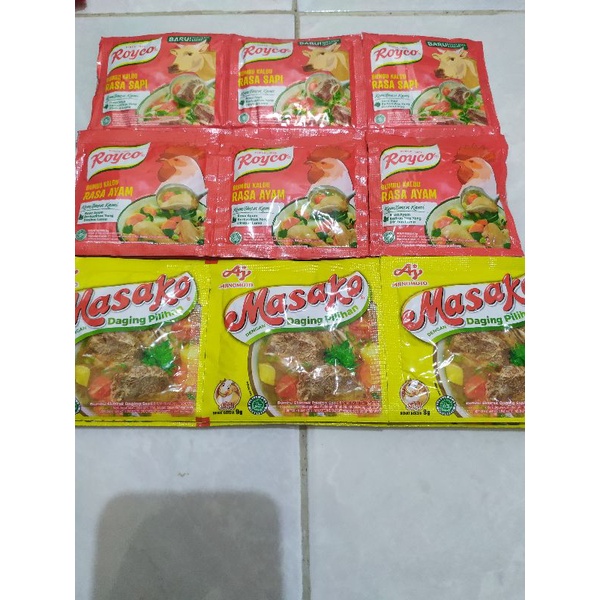 

Royco dan masako sapi ayam bumbu penyedap 12x9gr