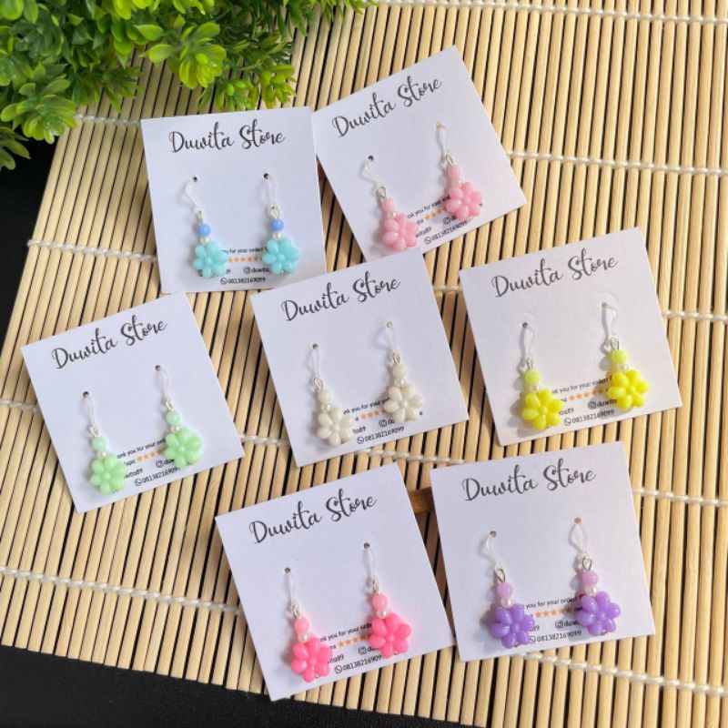 HANDMADE ANTING ANAK/DEWASA KAITAN PLASTIK MOTIF SAKURA MINI