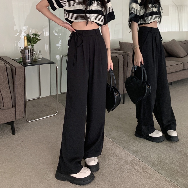 celana panjang wanita highwaist korean style kulot straight pants loose import celana hitam