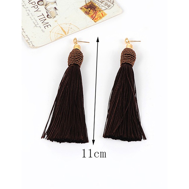 LRC Anting Tusuk Bohemia Pure Color Decorated Tassel E0927X