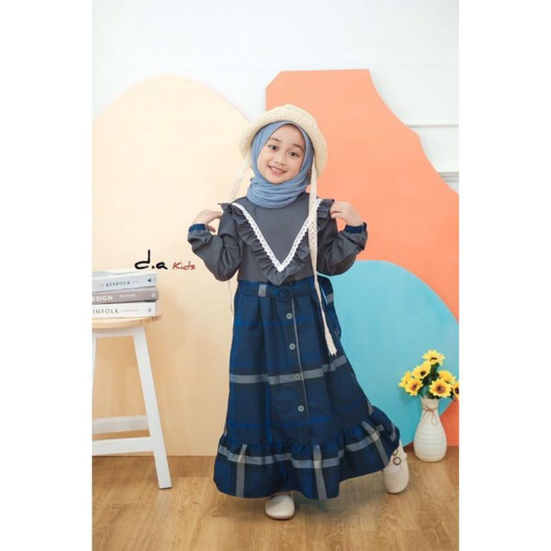 gamis anak flanel Arumi series terbaru dres Muslim anak import mix toyobo