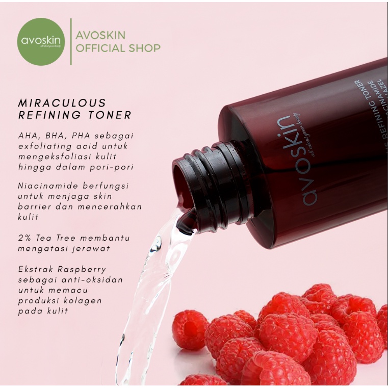 AVOSKIN Miraculous Refining Toner 100ml Refining Serum 30ml || Refining Serum Anniversary Edition 30ml