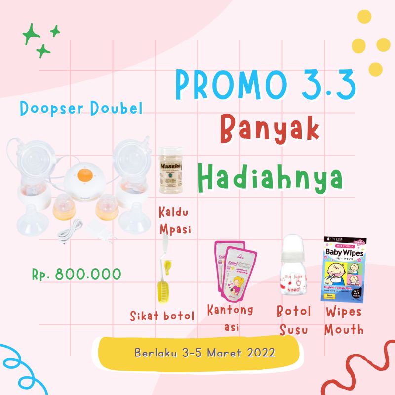 Doopser Double Electric Breast Pump Pompa Asi Elektrik Portable Murah Berkualitas By Mallpomopaasi