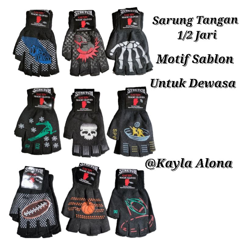 SARUNG TANGAN RAJUT 1/2 JARI MOTIF untuk DEWASA