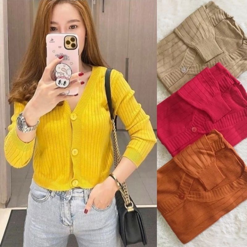Cardy Crop Rajut Wanita Premium Import