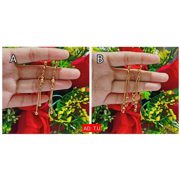 Anting TITANIUM Dewasa Jurai Permata Simple Fashionable Gold Perhiasan Wanita (COD)