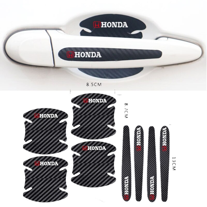 8pcs Stiker Pelindung Handle Mangkuk Bahan Carbon fiber Untuk Honda