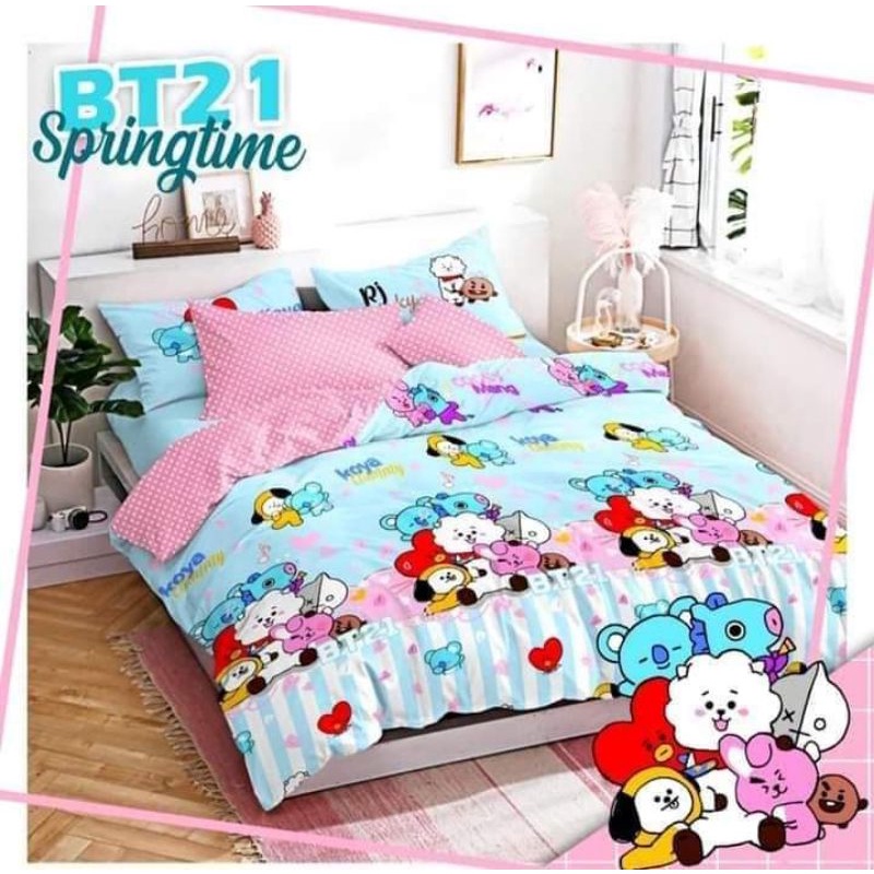 ✨RUMAH SPREI MEDAN✨ ✔BEST‼ SPREI KATUN STAR BT21 SPRING TIME#SPREI BTS/SPREI BT21