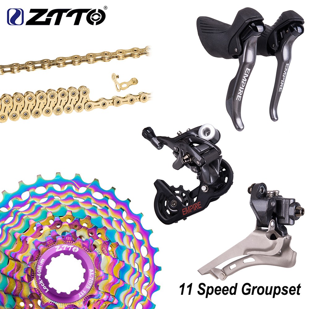 Import ZTTO 11 Speed Shifter Groupset 11s 28T Sivler/Rainbow k7 Road Bike Group Set Shifter Rear